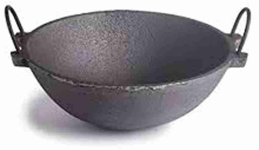 Black cast iron kadai for cooking and deep frying iron kadhai