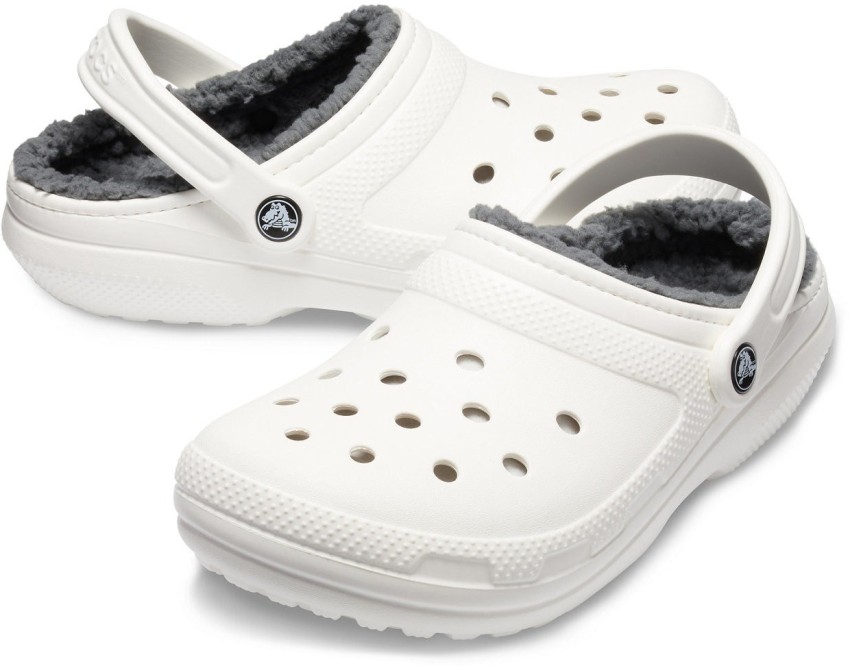 Fuzzy crocs white and on sale grey