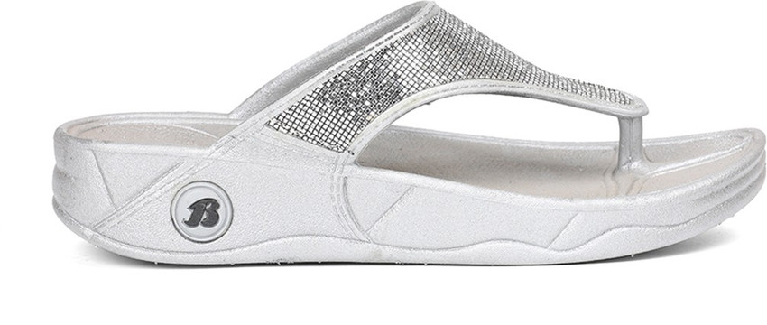Bata silver top slippers