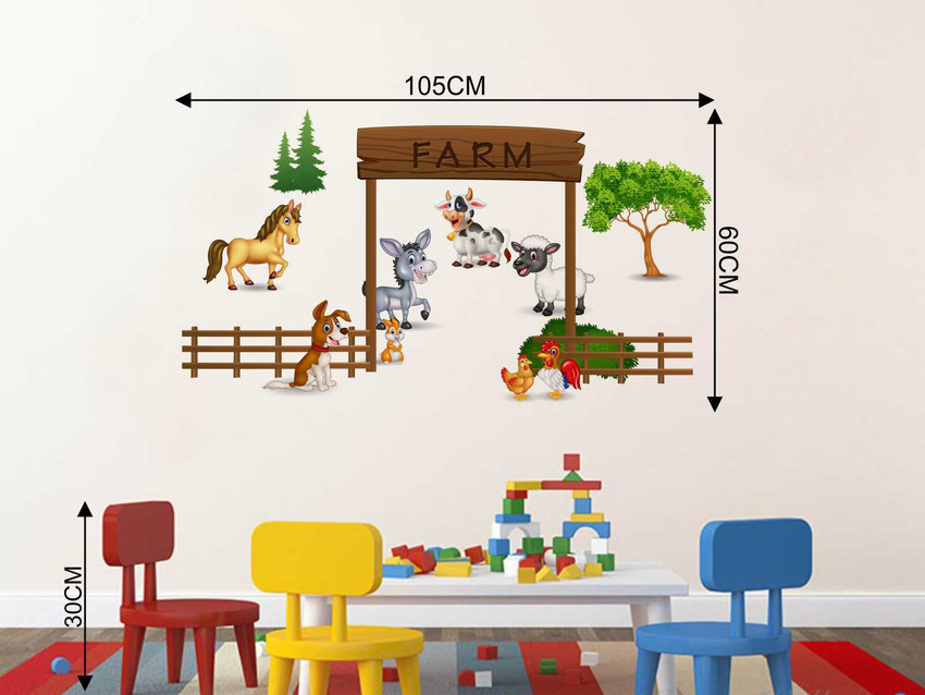 Flipkart SmartBuy 93 cm Wall Decals The Farm Story Wall Stickers PVC Vinyl Multicolour Self Adhesive Sticker