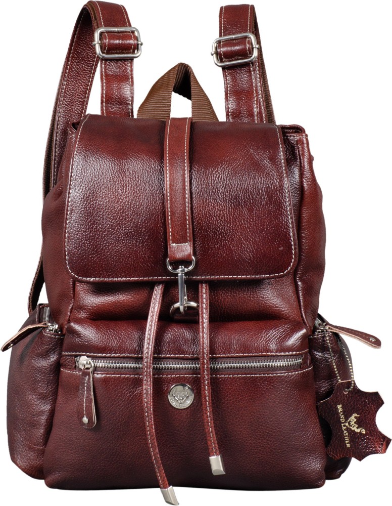 BRAND LEATHER Genuine Leather Ladies Backpack BROWN 25 L Backpack BROWN   Price in India  Flipkartcom