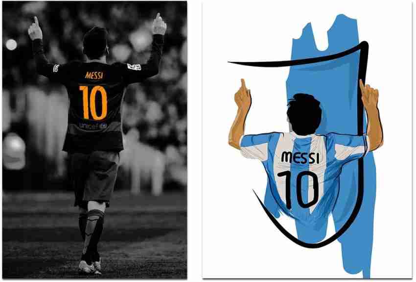 Messi Jersey Argentina Framed Poster for Room & Office(10x13 inch