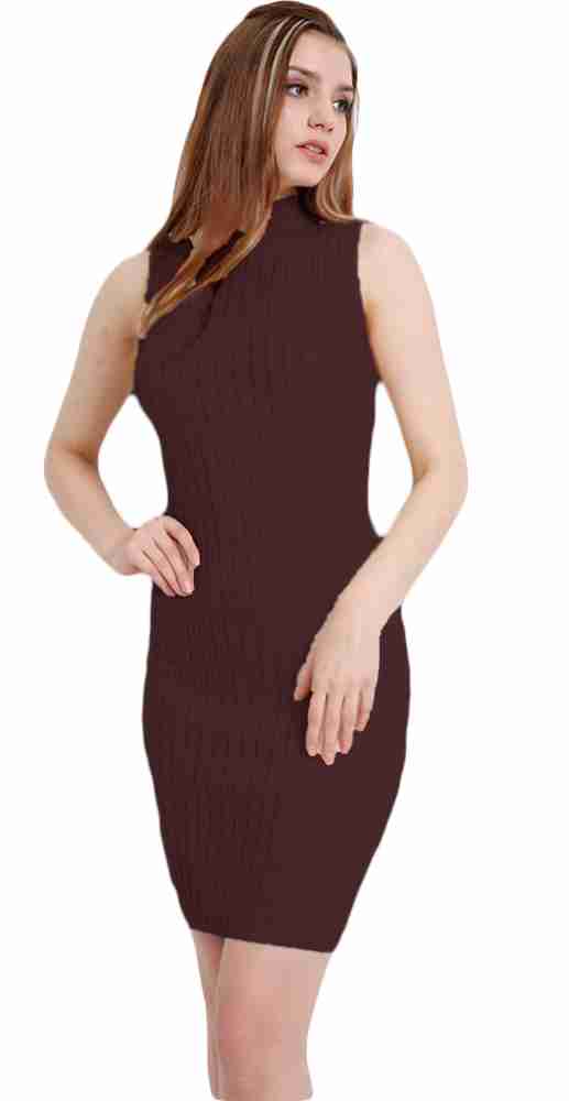 Dark brown bodycon dress online