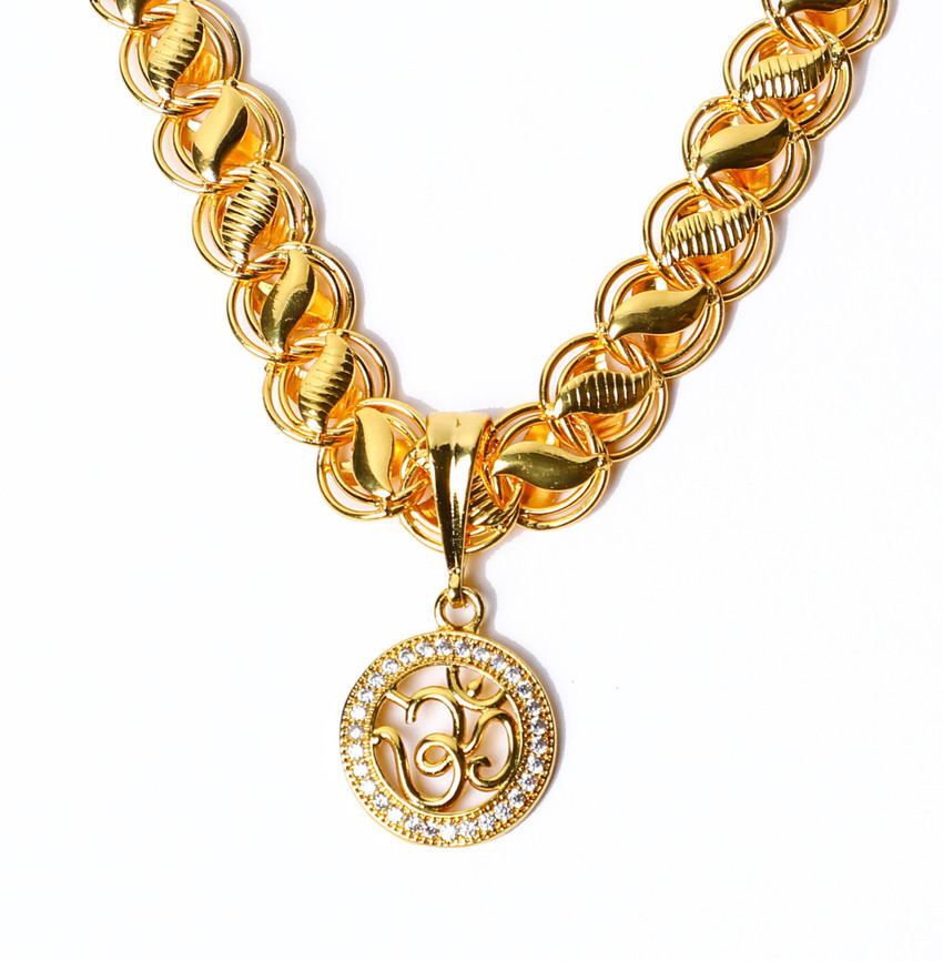 DIPALI gold plated locket with chain om for boys man Gold plated