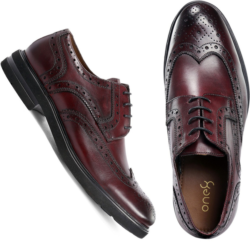 one8 Men s Extra Light Bordo Genuine Leather Shoes Derby For Men