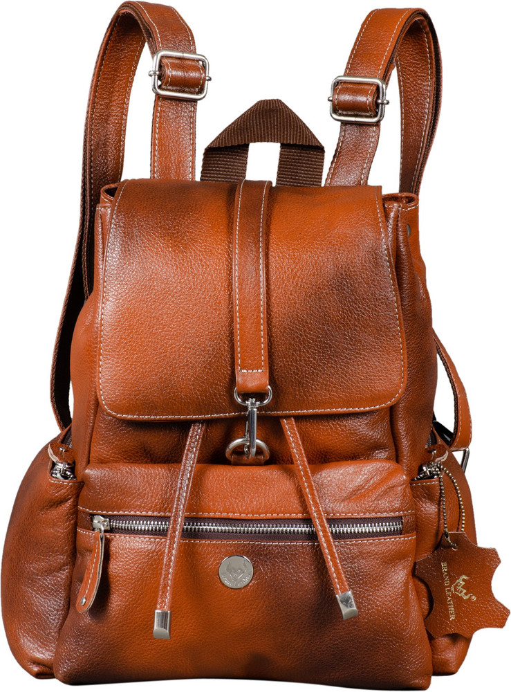 BRAND LEATHER Genuine Leather Ladies Backpack TAN 20 L Backpack TAN Price in India Flipkart