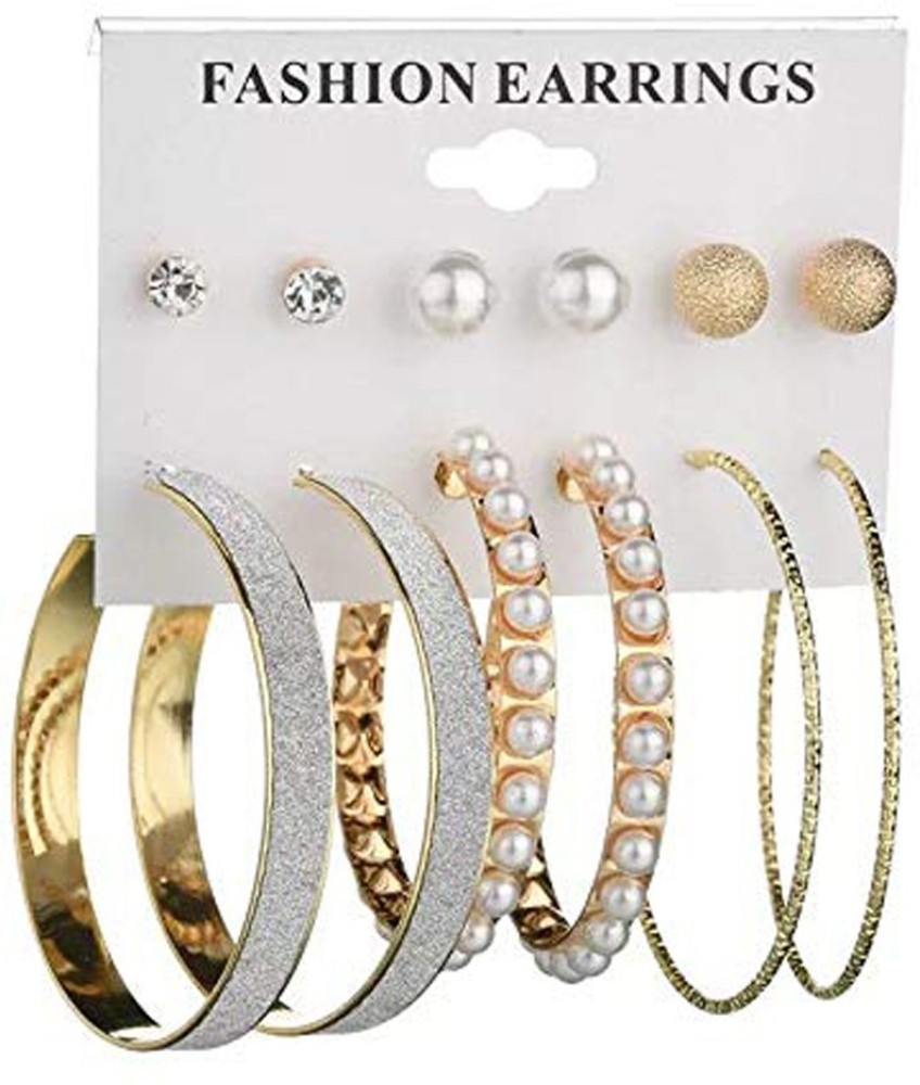 Shining Diva Fashion Latest Stylish Triple Hoop Earrings for Women And Girls