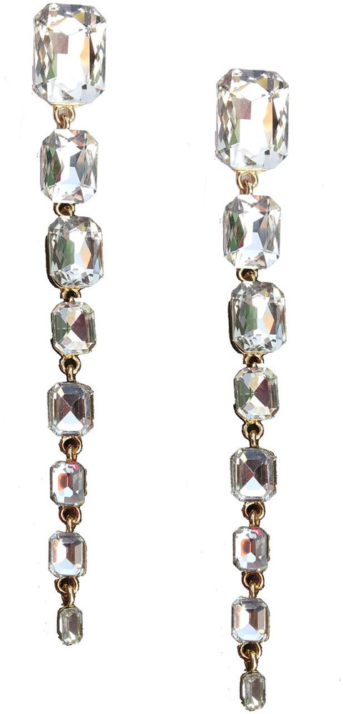 White stone long earrings top