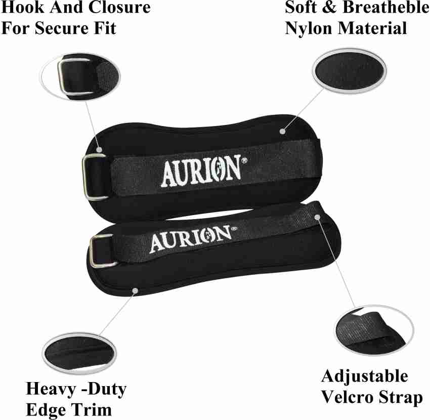 Aurion 1 Kg x 2 Wrist/Ankle Weights Pro Quality Adjustable Leg Weights  Neoprene Black Ankle Weight - Buy Aurion 1 Kg x 2 Wrist/Ankle Weights Pro  Quality Adjustable Leg Weights Neoprene Black