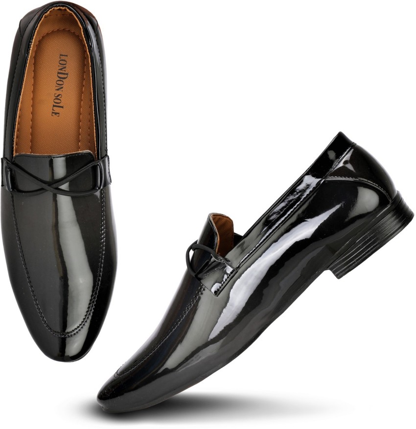 Black best sale shining loafers