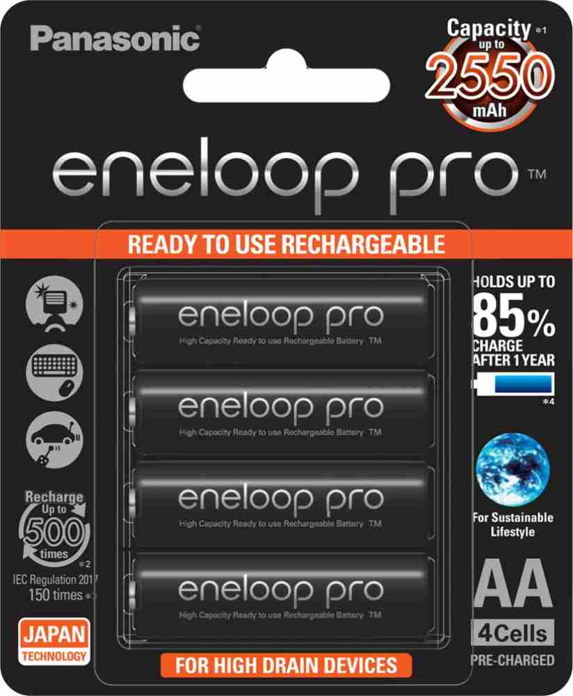 Panasonic BK-3HCCA12FA eneloop pro AA High Capacity Ni-MH Pre-Charged  Rechargeable Batteries, 12-Battery Pack