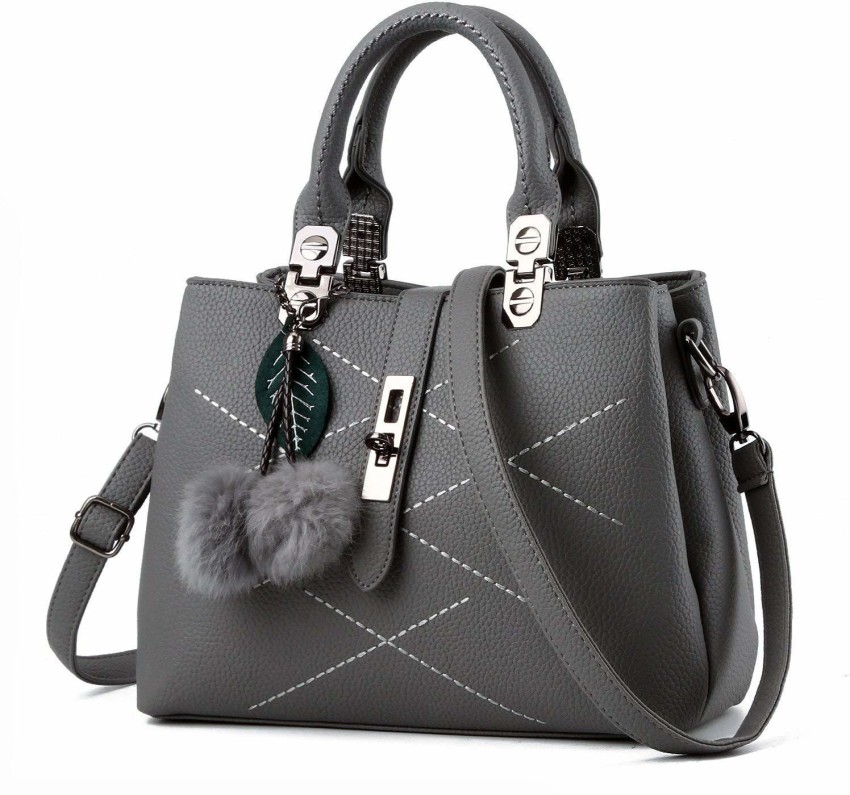 Inovera Grey Satchel Women s Handbag with Cross Body Strap Grey