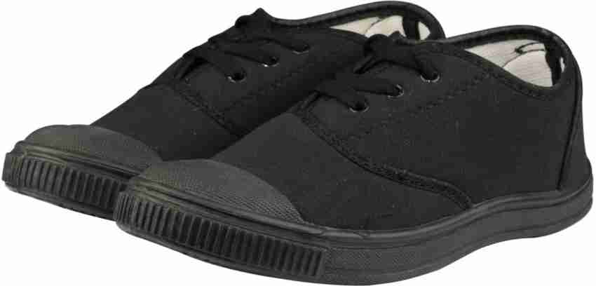 Black canvas shoes for school best sale