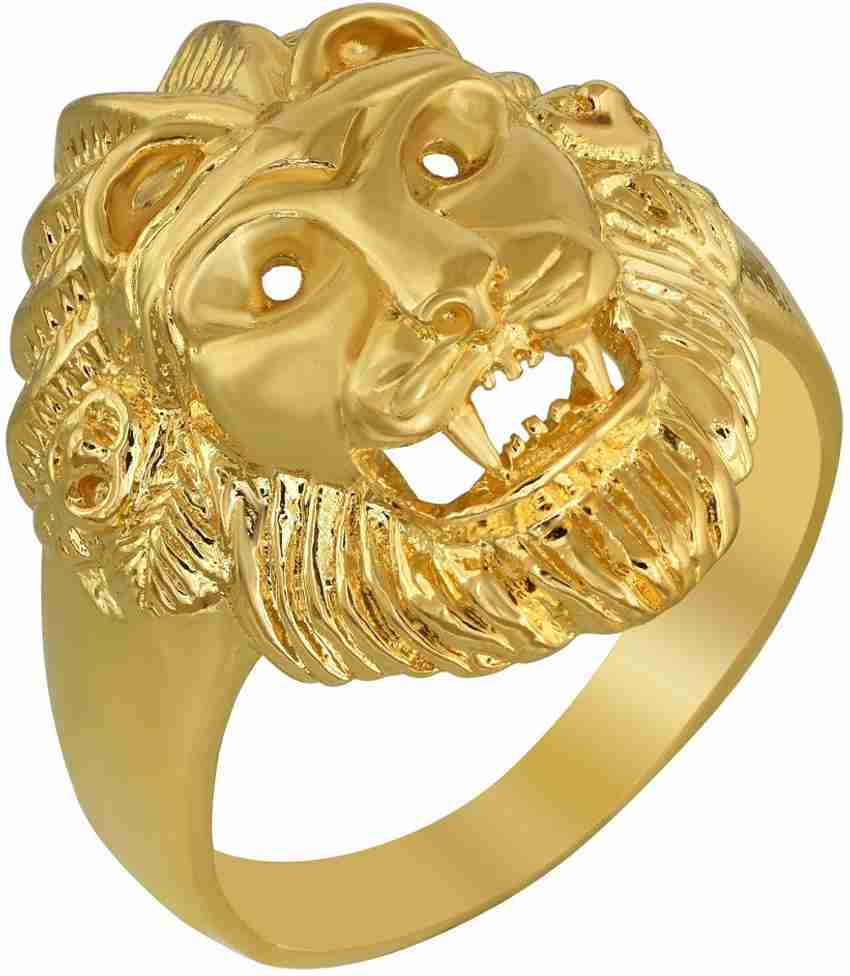 memoir Gold Plated Brass Narsimha Tiger Head Super Classic Fashion Finger Ring Men Fashion Brass Gold Plated Ring Price in India Buy memoir Gold Plated Brass Narsimha Tiger Head Super Classic