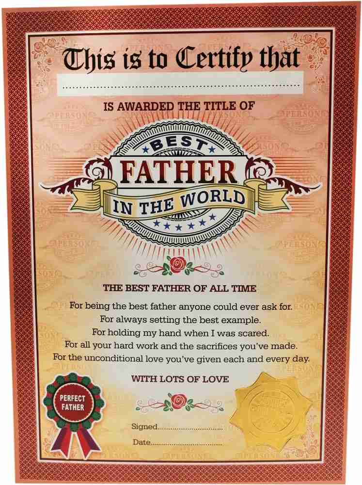 Northland Best Father in World Certificate Unique Gifts for