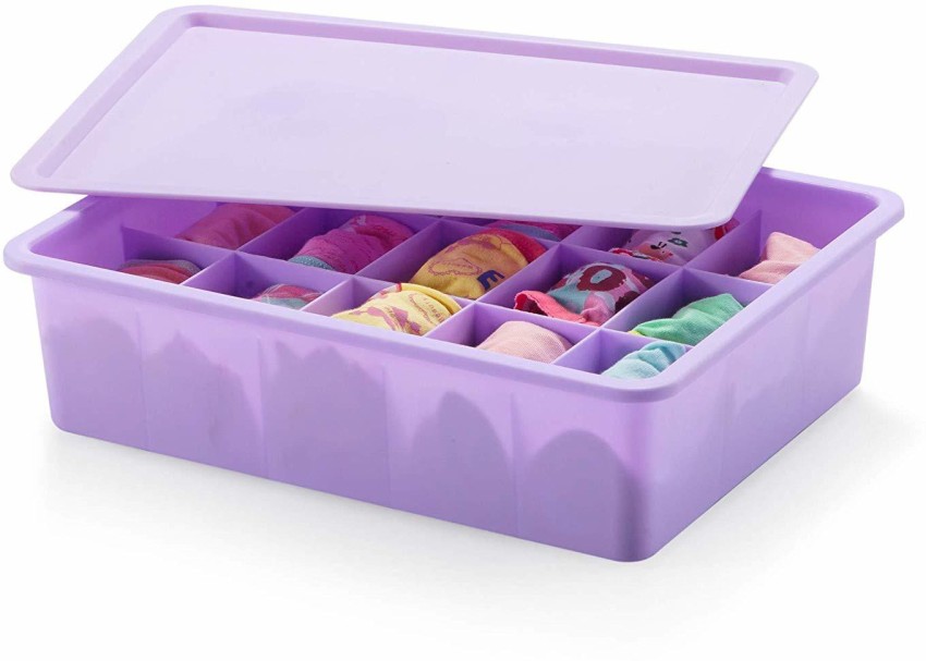 4tens 15 Compartment Grid Storage Organizer Box with Lid for