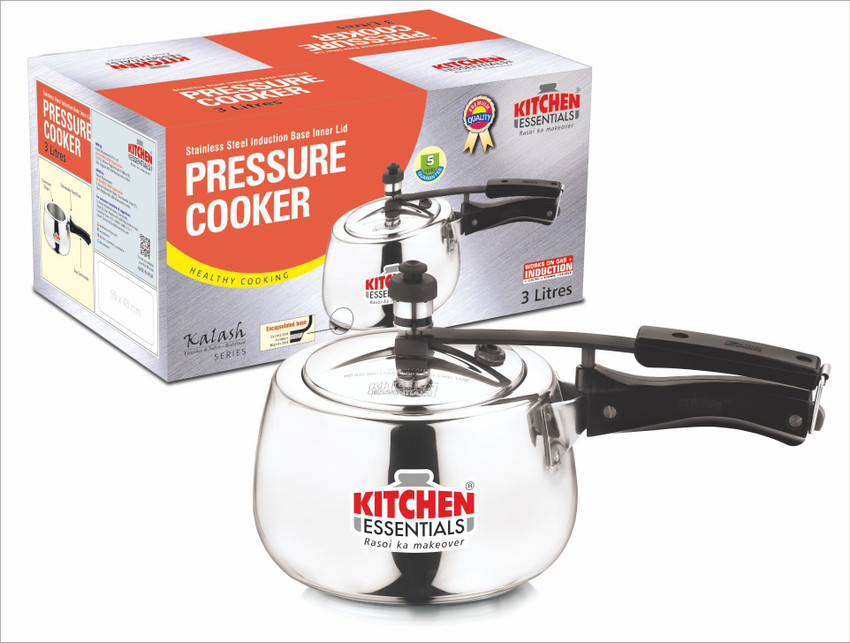 Kitchen Essentials Kalash Stainless Steel Induction base Inner Lid 3 L Inner Lid Induction Bottom Pressure Cooker  (Stainless Steel)