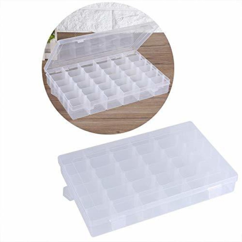 Women's Plastic Jewellery Grid Organizer Box with Imitation Adjustable  Dividers 36 Grid Boxes for Travel, Home, (