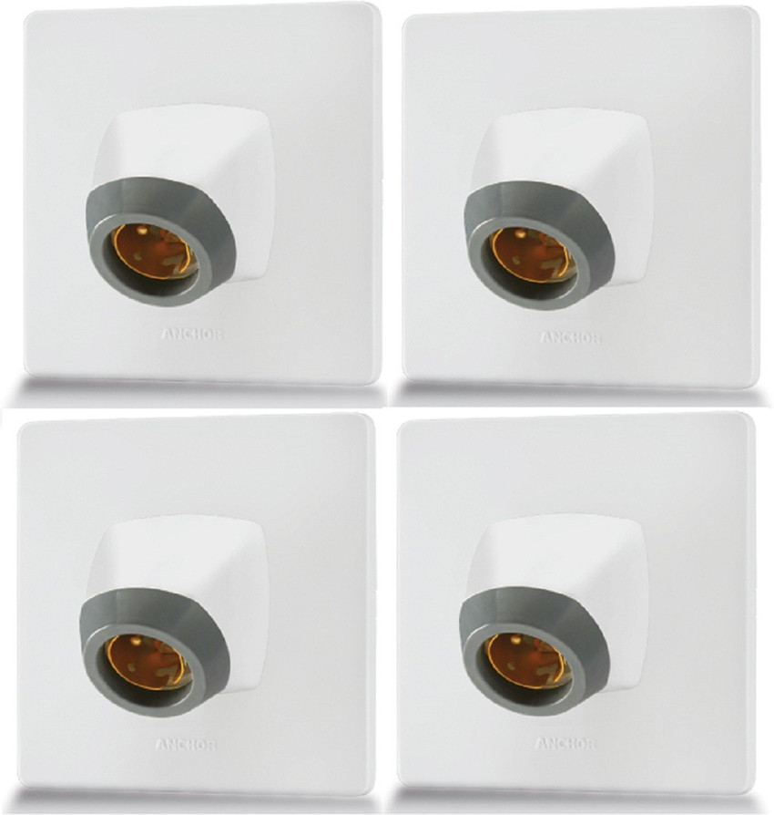 ANCHOR Modular Angle Bulb Holder Pack of 4 White Grey Plastic
