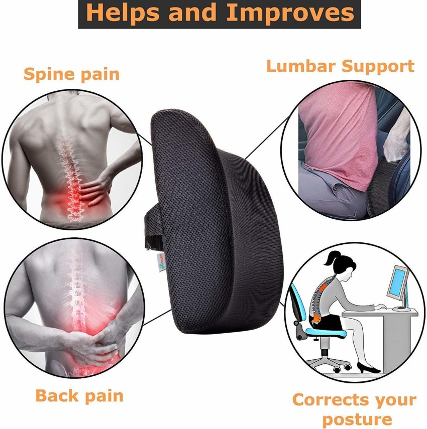 Coccyx Seat Cushion Lumbar Support Pillow for Office Desk Chair, Memory  Foam Ergonomic Car Cushion Orthopedic Back Pillow Combo, Backrest Seat Pad  for Tailbone Back Pain Sciatica Relief Washable Cover price in