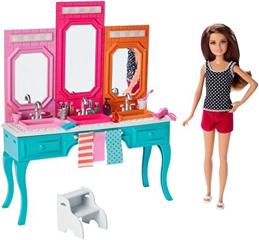 Barbie shower store vanity bathroom playset