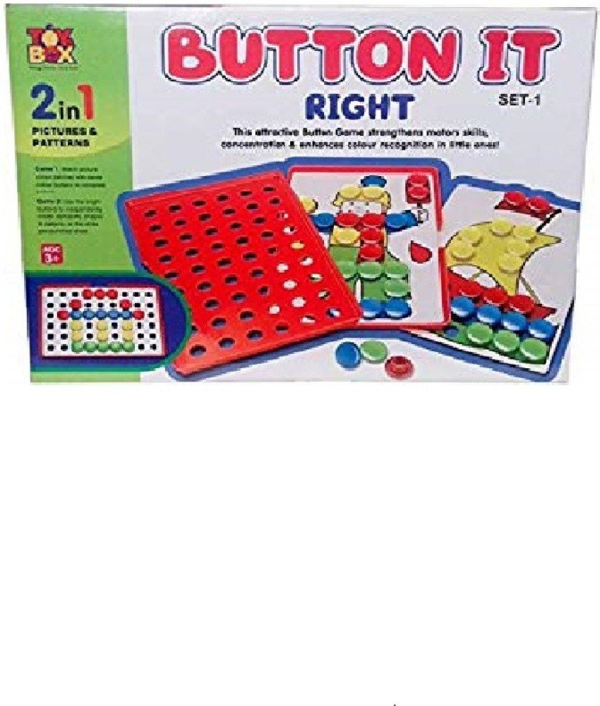 Hobo Land Button It Right Pictures And Patterns 2 In 1 Game Set Party & Fun  Games Board Game - Button It Right Pictures And Patterns 2 In 1 Game Set .