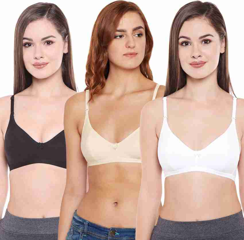 Buy BODYCARE Women's Cotton Solid Color Full Coverage Bra Pack of 4 -  Multi-Color Online