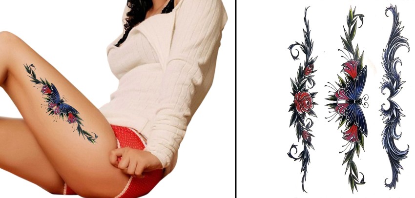 Floral Sexy Temporary Tattoos on Hips Thighs and Sides of the  Etsy