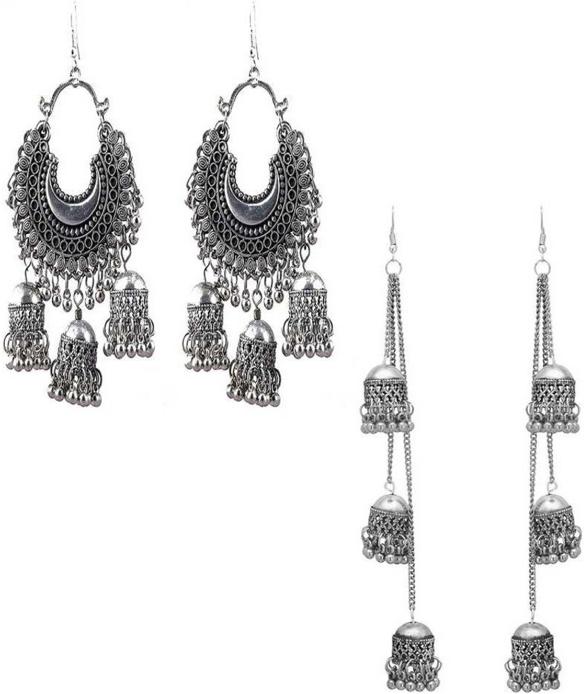 Silver earrings in shop flipkart