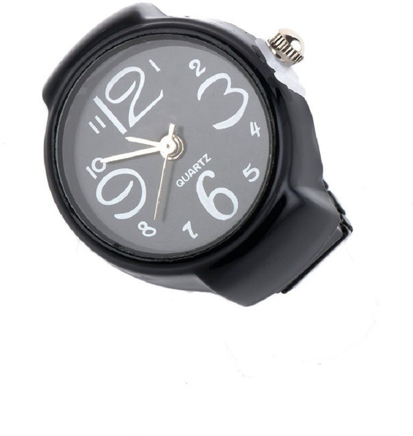 Bold N Elegant Black Unisex Round Stylish Finger Ring Watch