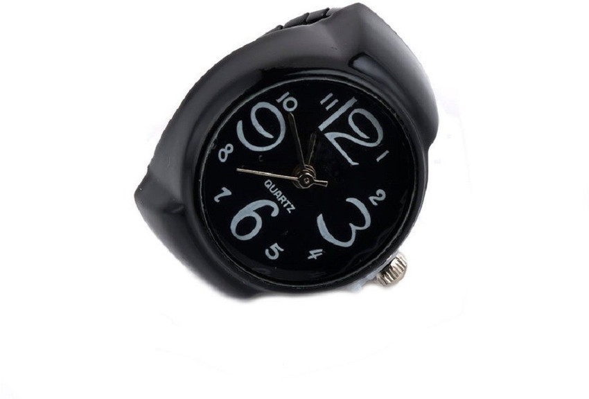 Bold N Elegant Black Unisex Round Stylish Finger Ring Watch
