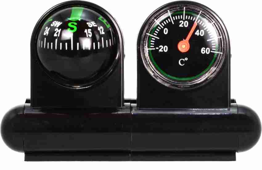 Black Outdoor 2-in-1 Car Thermometer & Compass Dashboard Ornament