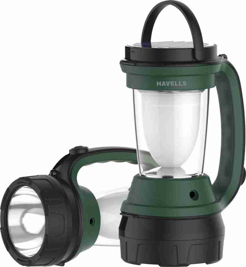 HAVELLS 2 in 1 LED Torch with Solar Panel Rechargeable Feature Emergency Light 1 hrs Lantern Emergency Light