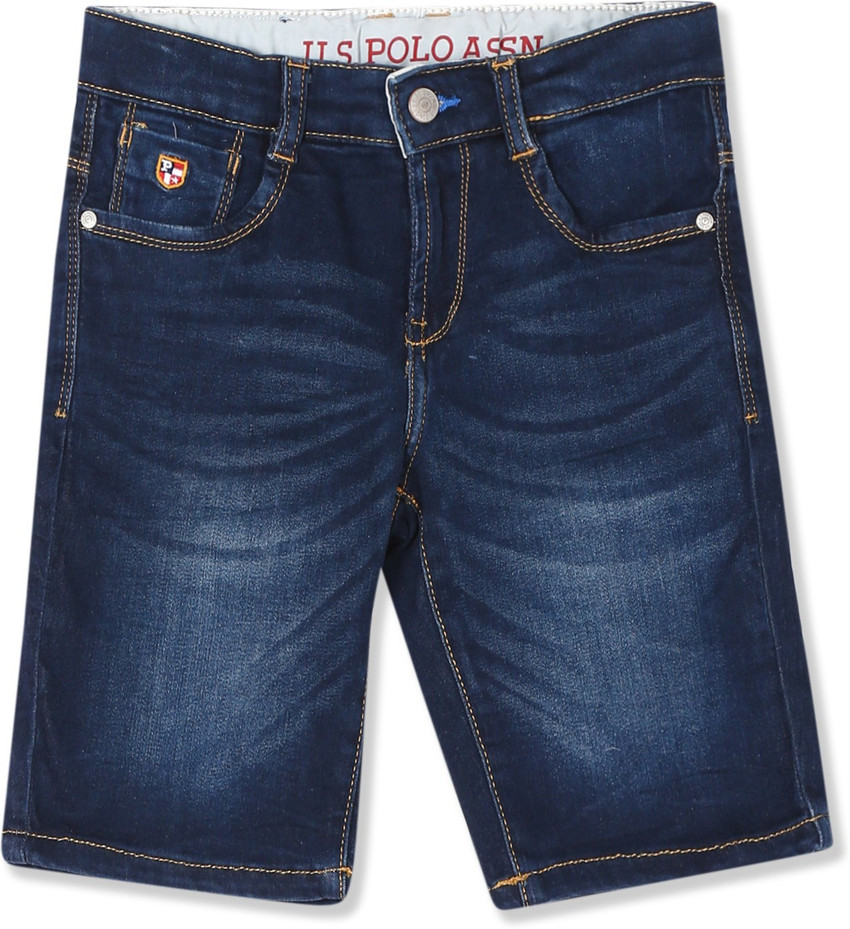 U.S. POLO ASSN. Short For Boys Casual Solid Cotton Blend Price in