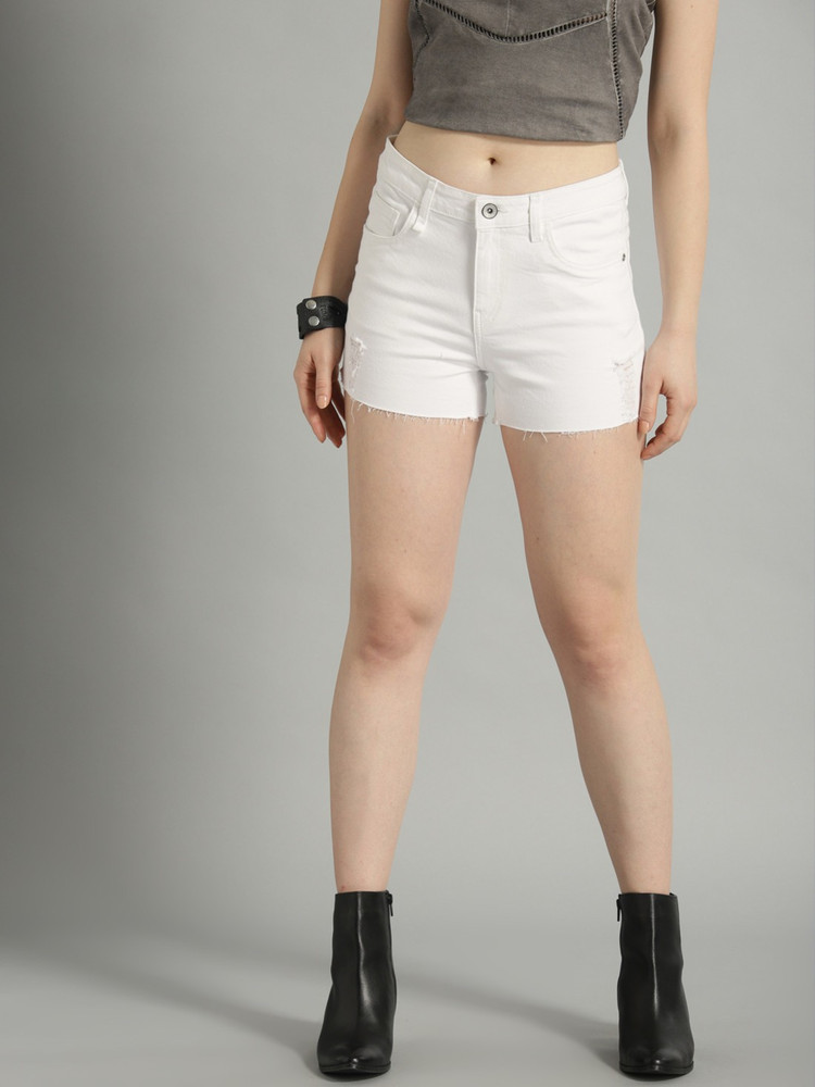 Roadster Distressed Women White Hotpants Flipkart