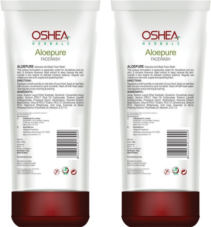 Oshea Herbals aloepure Face Wash Price in India Buy Oshea