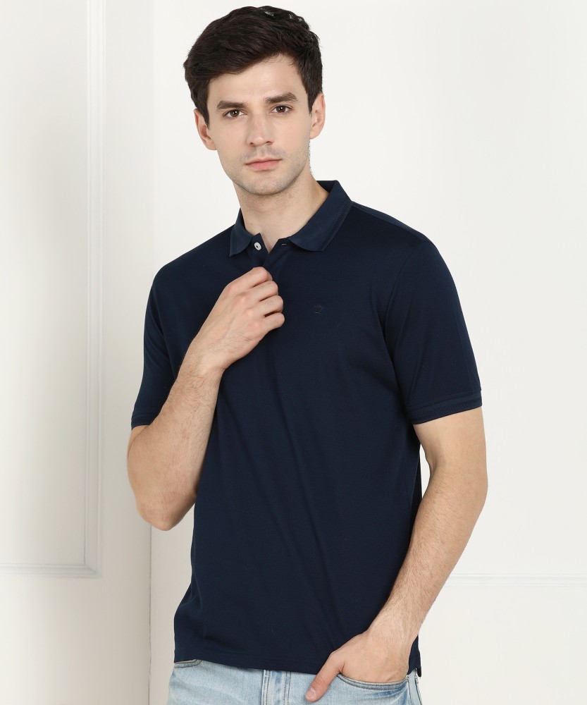 Louis Philippe Men Blue Solid Polo Neck T-Shirt: Buy Louis Philippe Men  Blue Solid Polo Neck T-Shirt Online at Best Price in India