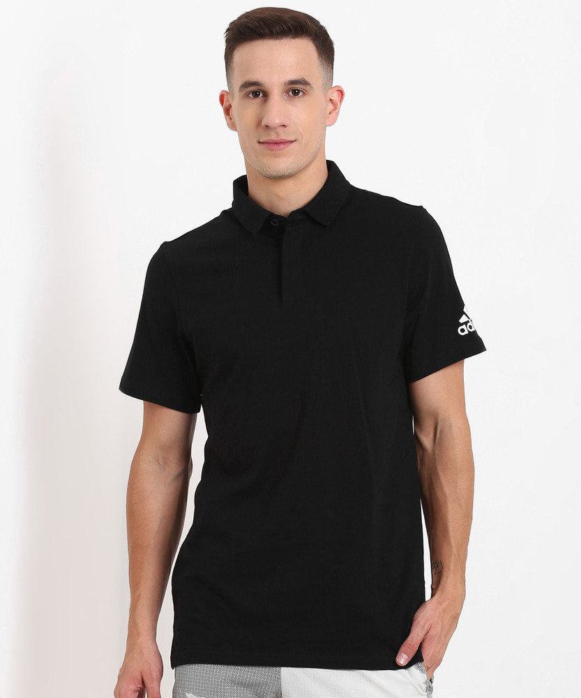 ADIDAS Solid Men Polo Neck Black T Shirt Buy ADIDAS Solid Men Polo Neck Black T Shirt Online at Best Prices in India Flipkart