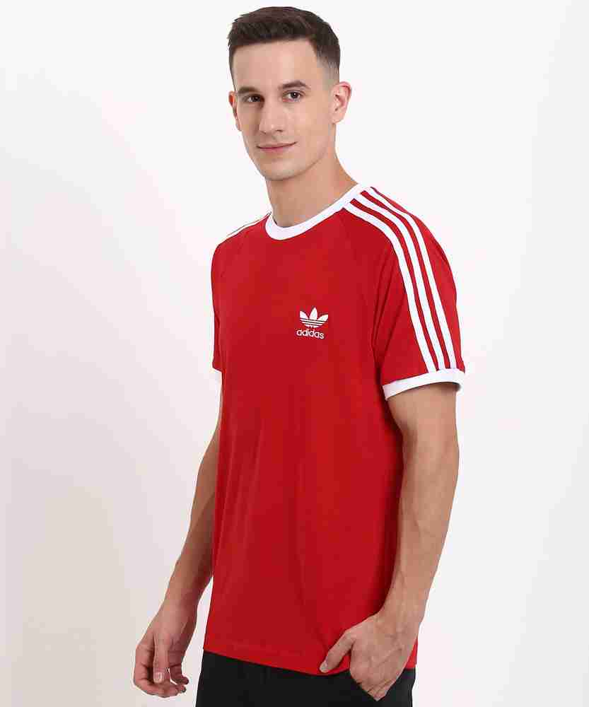 ADIDAS ORIGINALS Striped Men Round Neck Red T Shirt Buy ADIDAS