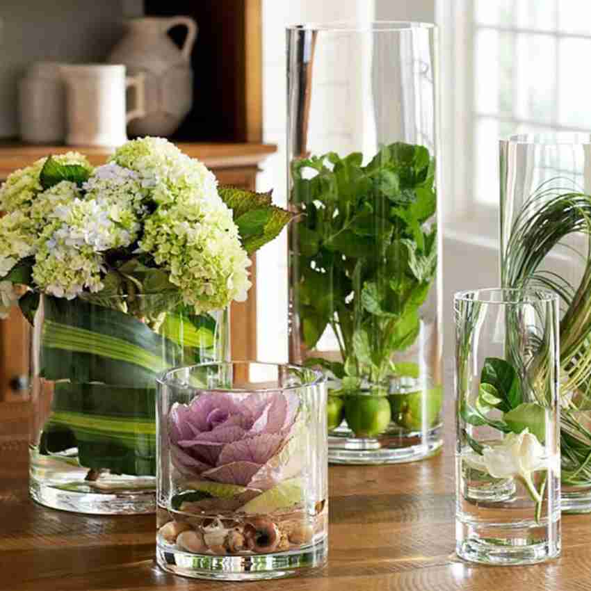 Set of 3 Cylinder Vases/ Glass Vase/ Table Top Vase/centerpiece
