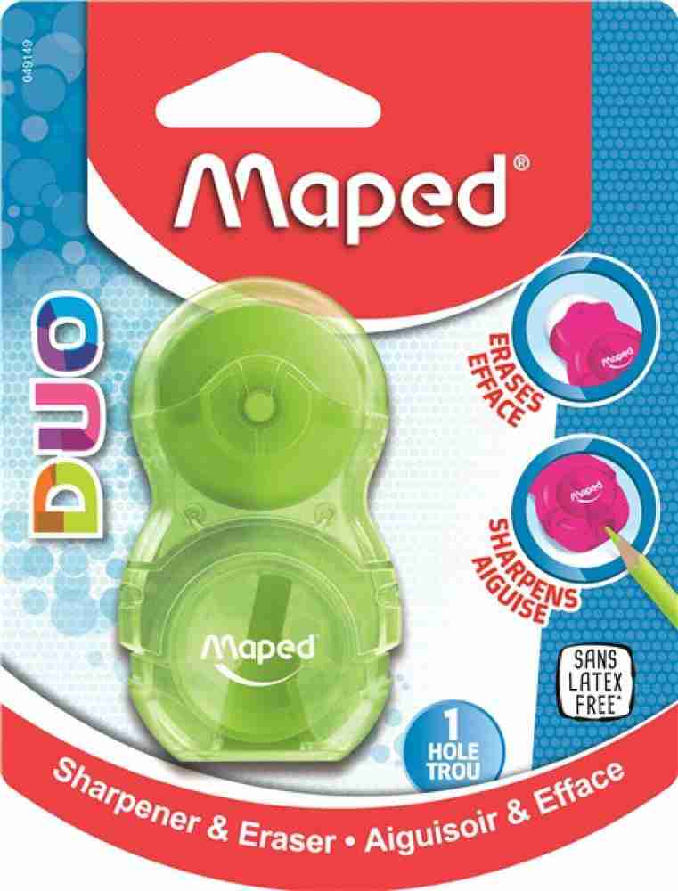 Maped Connect DUO 2 Hole Sharpener / Eraser Combo, Assorted Colors