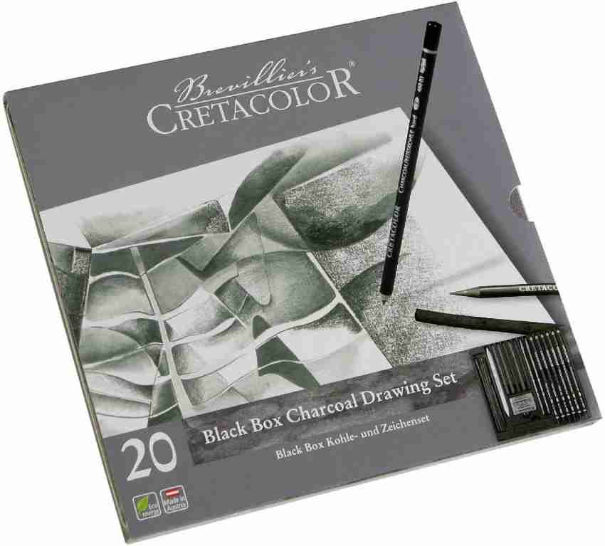 cretacolor black box charcoal drawing set of 20 - tin box 