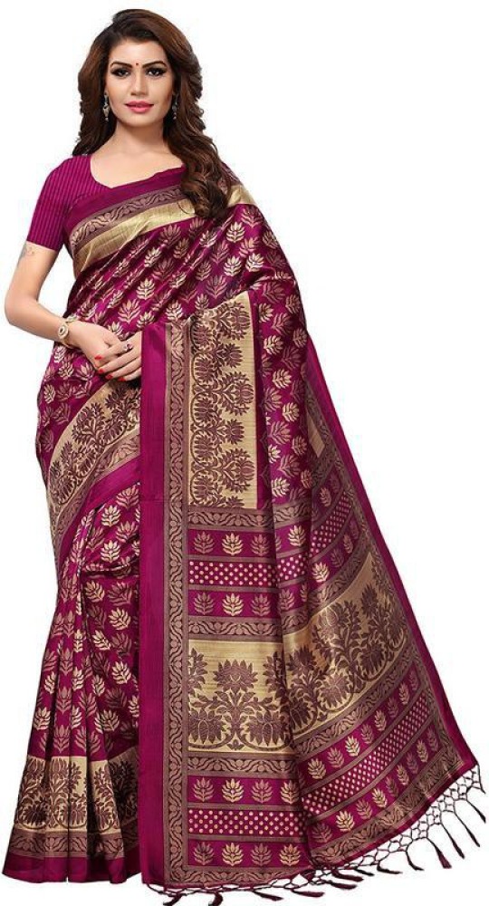 Buy Peachmode Printed Bollywood Art Silk Pink Sarees Online @ Best