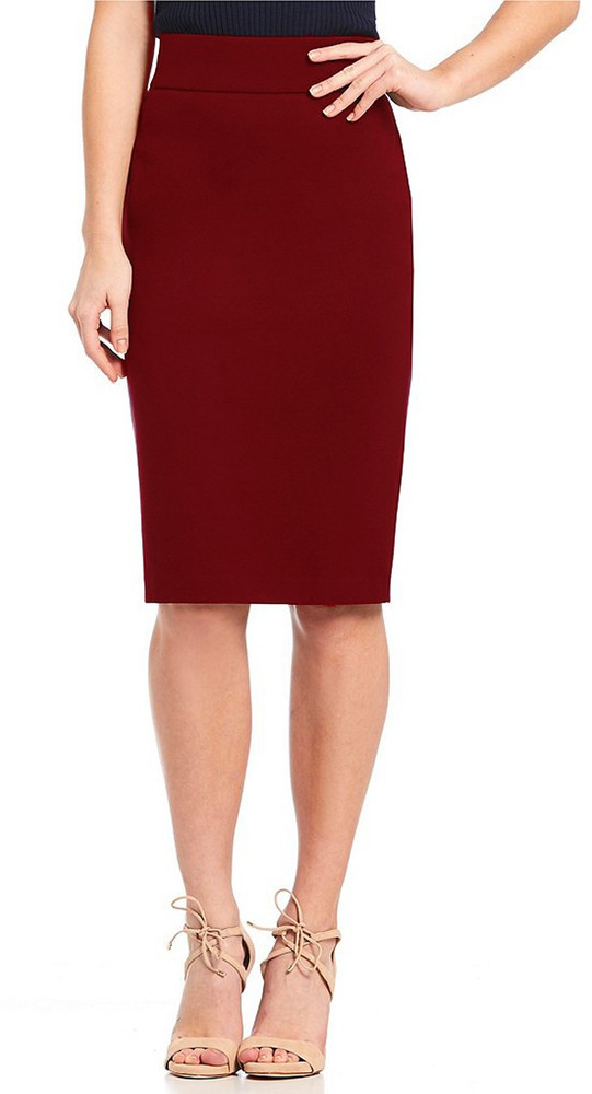 Maroon pencil skirt knee length sale