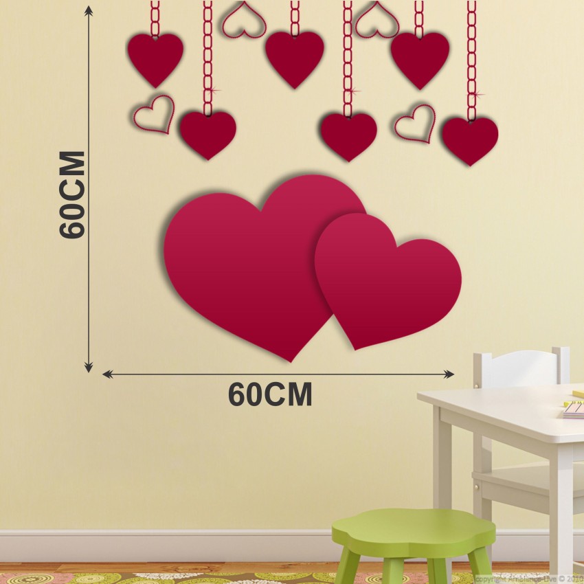 Red Hearts Decal 33cm x 23cm
