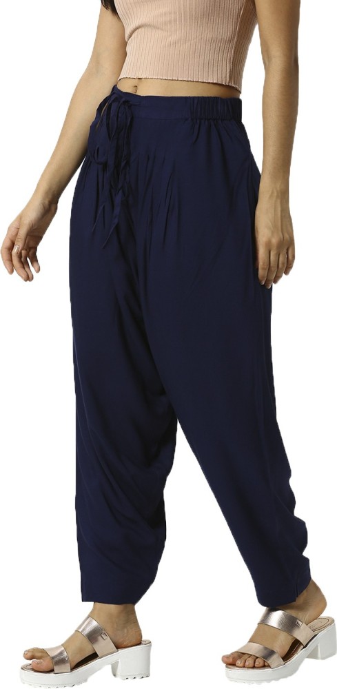 De Moza Women Blue & Gold-Coloured Woven Bottom Flared Maxi