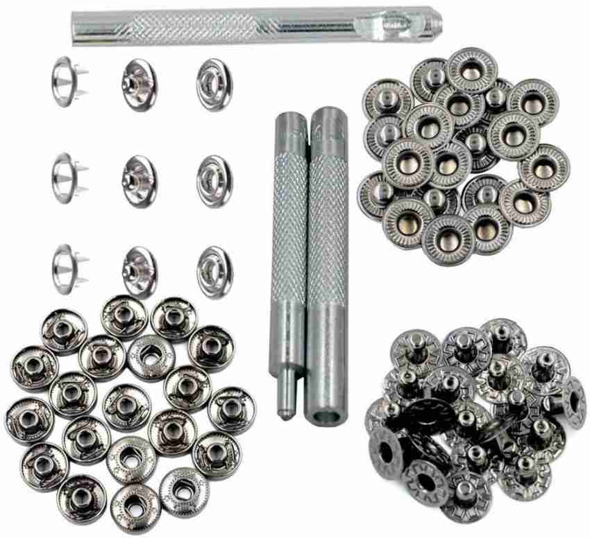 DIY Buttons Installation Metal Tools Snap Fasteners Buttons Rivets Press  Studs Hand Punch Tool Set Kit for Leather Crafts 