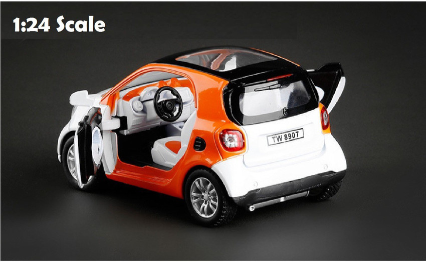EMOB Orange 1 24 Die Cast Metal Smart Fortwo Pull Back Car Toy