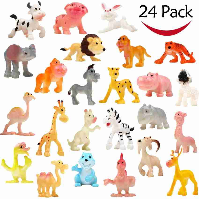 24PCS Animals Figures,Realistic Jungle Animal Figurines,Mini Farm Animal  Figurines,Plastic Safari Animal Figures Set,Wild Zoo Animals Learning