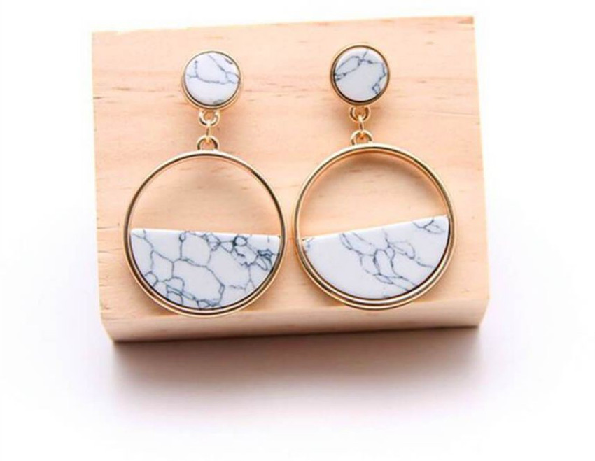 White marble earrings on sale